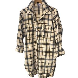 Mel rose with love white and blue checkered button down shirt dress size small